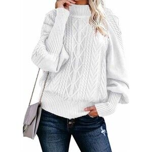 NWT Dokotoo White Cable Knot Mock Neck Sweater